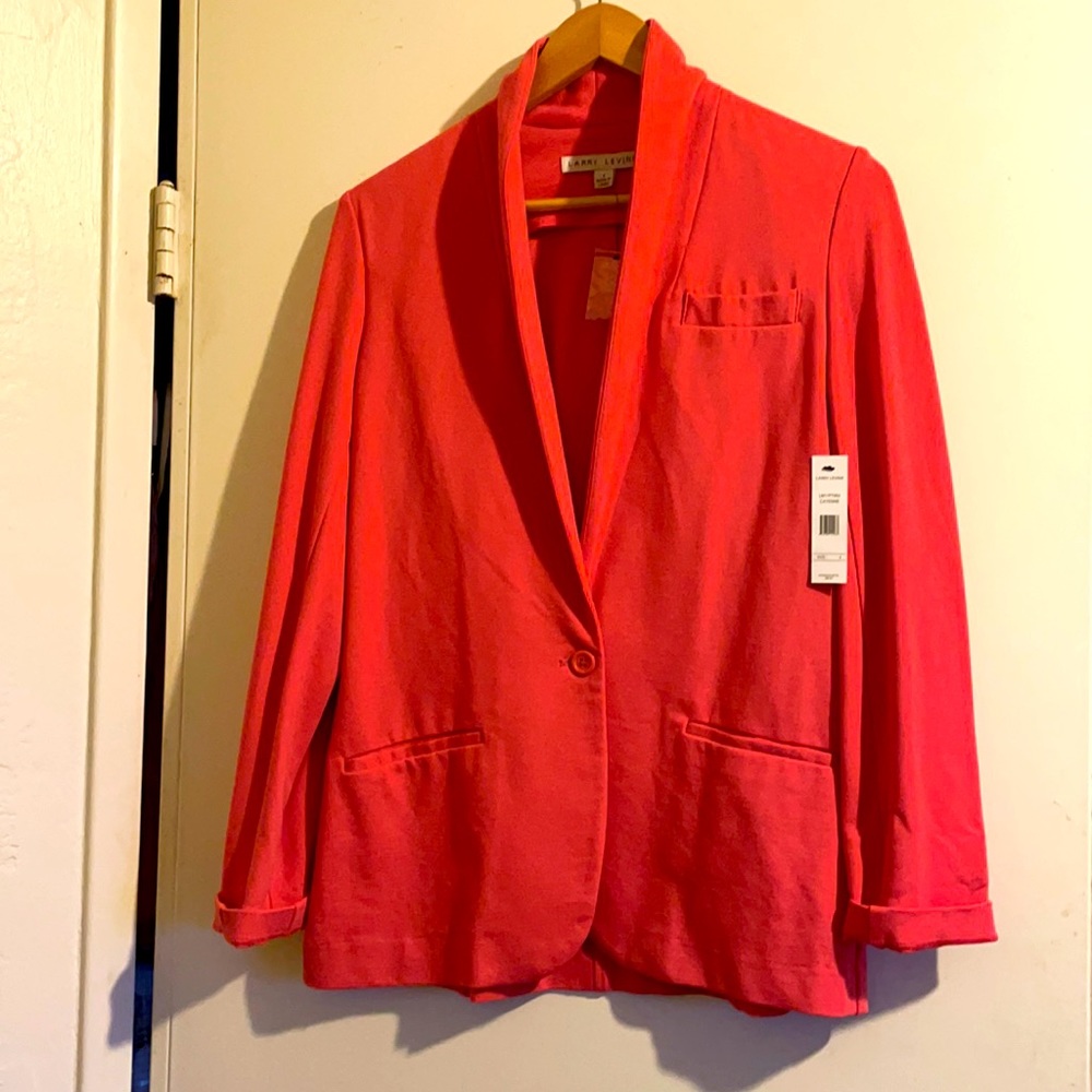 Neon Coral Larry Levine Blazer, size 4